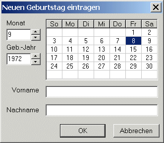 Neuen Geburtstag einfügen